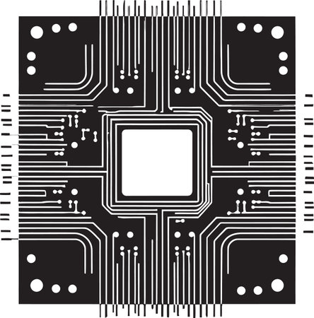 Binary Brilliance Symbolic Chip Vector Brilliance PixelPulse Dynamic Emblematic Chip Artistryのイラスト素材