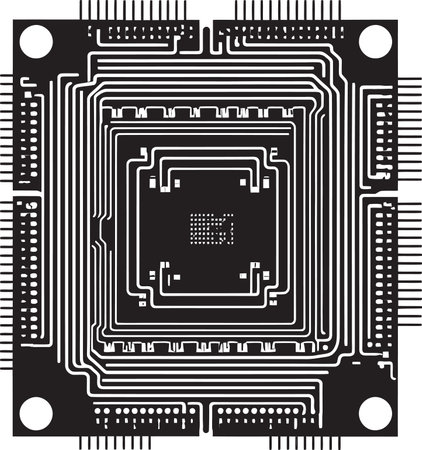 Binary Brilliance Symbolic Chip Icon PixelPulse Dynamic Vector Designのイラスト素材