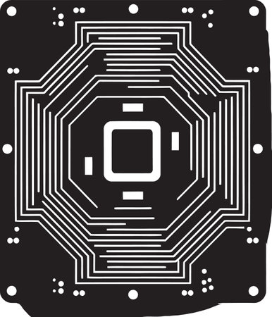 CircuitCraft Artistic Chip Vector CyberSymphony Chip Icon Designのイラスト素材