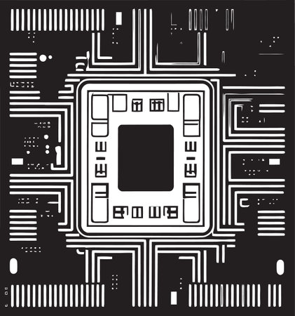 Binary Brilliance Symbolic Emblematic Vector Design PixelPulse Dynamic Vector Emblematic Chip Designのイラスト素材