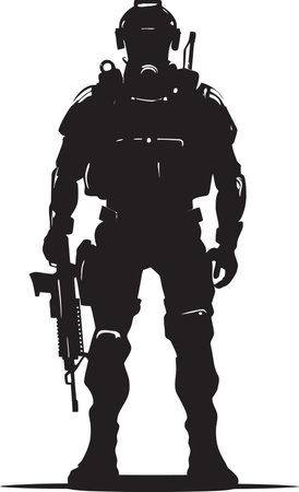 NanoWarrior Futuristic Vector Icon PlasmaSoldier Vector Weapon Symbolのイラスト素材
