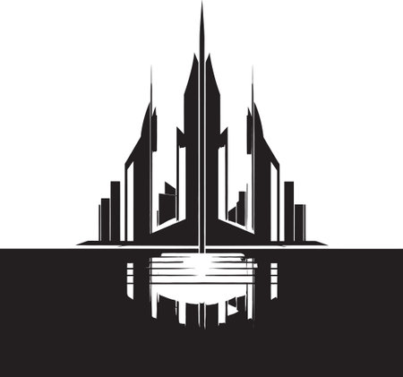FutureScape Modern Building Emblem TechTowers Futuristic Logo Designのイラスト素材