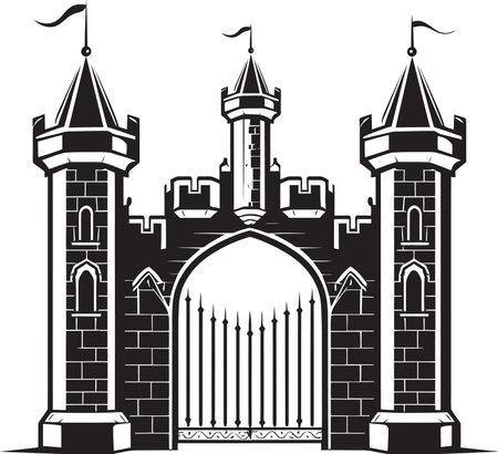 CastleWatch Gate Emblem Design FortressArch Vector Gate Logoのイラスト素材