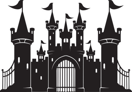 MedievalEntry Castle Gate Icon KingdomPortal Castle Gate Symbolのイラスト素材