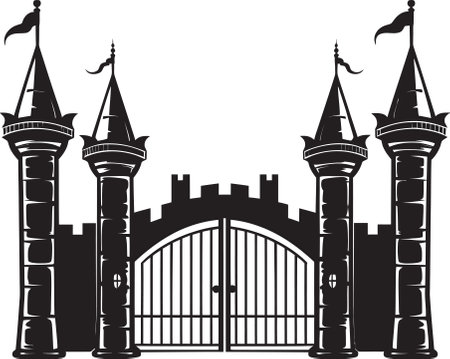 MedievalEntry Castle Gate Icon KingdomPortal Castle Gate Symbolのイラスト素材