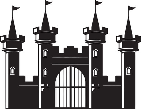 MedievalThreshold Gate Vector Icon KingdomEntrance Castle Gate Symbolのイラスト素材
