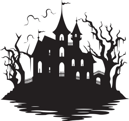 EerieEstate House Icon Design PhantomDwelling Spooky Symbolのイラスト素材