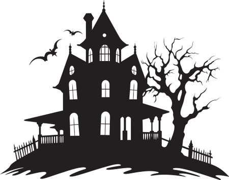 PhantomDwelling Spooky Symbol SpecterManor Haunted House Emblemのイラスト素材