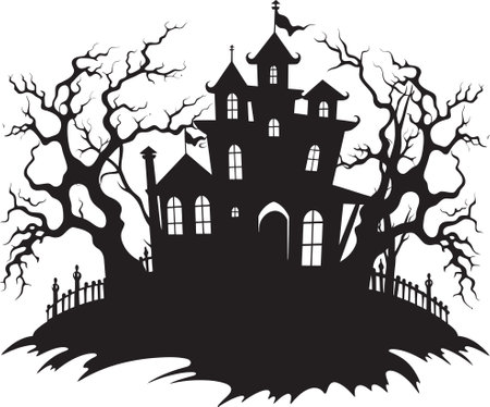 PhantomDwelling Spooky Symbol SpecterManor Haunted House Emblemのイラスト素材