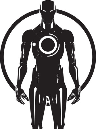TechFrame Humanoid Bot Icon MetalMind Advanced Android Symbolのイラスト素材