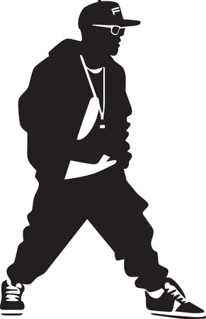 RapFlow Vector Artist Logo StreetVibe Iconic Rapper Designのイラスト素材
