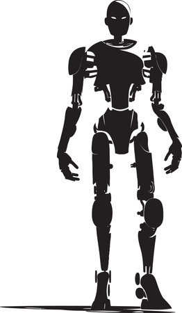 TechFrame Humanoid Bot Icon MetalMind Advanced Android Symbolのイラスト素材