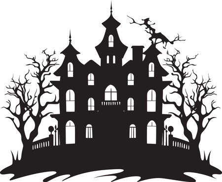 GhostlyMansion Iconic House Design IronLift Heavy Dumbbell Emblemのイラスト素材