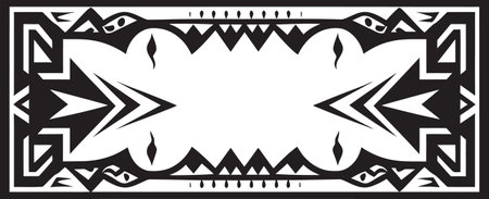 Ceremonial Craft Ethnic Style Border Emblem in Black Crafted Elegance Black Glyph for Vector Ethnic Designのイラスト素材