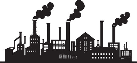 Innovation Forge Vector Black Logo for Industrial Facility Mechanical Mastery Black Glyph for Production Plant Emblemのイラスト素材