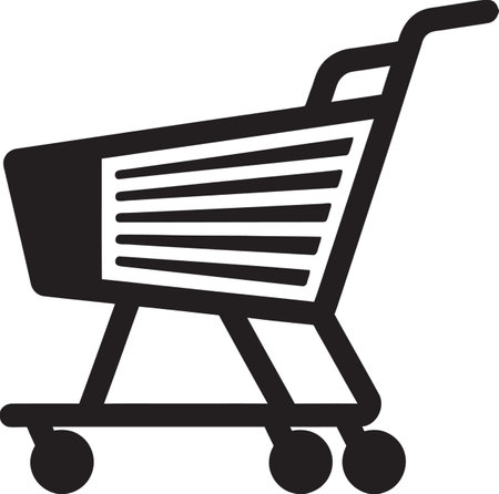 Cart Couture Monochromatic Shopping Trolley Icon in Vector Black Retail Royalty Vector Logo Showcasing Black Shopping Trのイラスト素材