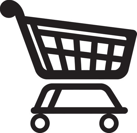 Elegant Cartography Black Emblem Featuring Vector Shopping Trolley Design Market Maven Sleek Shopping Trolley Icon in Veのイラスト素材