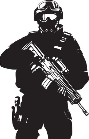 Special Ops Sovereignty Monochrome SWAT Police Logo Design in Vector Strikeforce Sentinel Vector Black Logo Featuring SWのイラスト素材