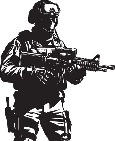 Shadow Guardians Vector SWAT Police Insignia Depicting Black Logo Design Rapid Response Icons Sleek Black Logo for SWATのイラスト素材
