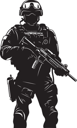 Dynamic Defense Sleek Vector Logo for SWAT Police Operations in Black Silent Protectors Black Emblem Depicting SWAT Poliのイラスト素材