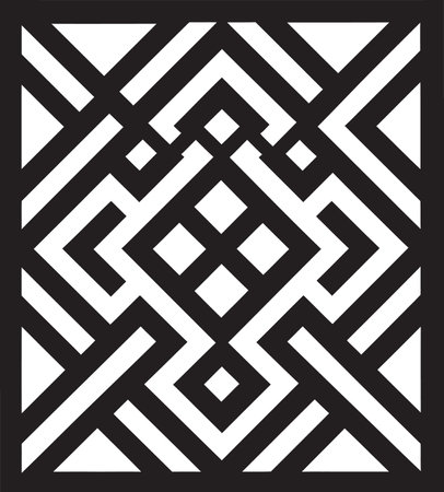 Dimensional Harmony Monochromatic Icon of Abstract Geometric Shapes in Vector Dynamic Symmetry Black Emblem Showcasing Aのイラスト素材