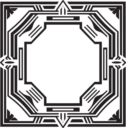 Glamorous Lines Sleek Icon Showcasing Art Deco Frame in Vector Vintage Opulence Black Emblem Featuring Art Deco Frame Deのイラスト素材