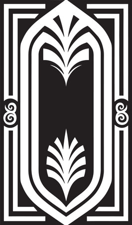 Vintage Opulence Monochromatic Emblem with Art Deco Frame in Vector Timeless Beauty Black Icon Illustrating Art Deco Fraのイラスト素材