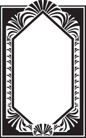 Vintage Opulence Monochromatic Emblem with Art Deco Frame in Vector Timeless Beauty Black Icon Illustrating Art Deco Fraのイラスト素材