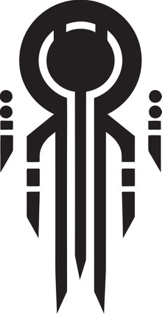 Code Symphony Abstract Cybernetic Symbol in Elegant Monochrome Quantum Quotient Black Icon Showcasing Cybernetic Abstracのイラスト素材