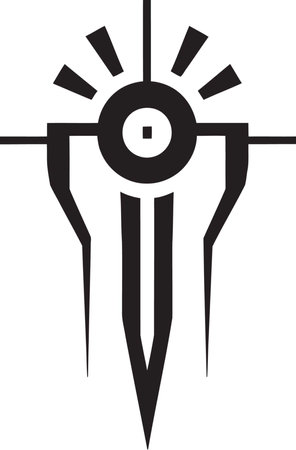Digital Dynamics Monochrome Emblem Illustrating Cybernetic Harmony Technological Transcendence Chic Black Abstract Cyberのイラスト素材