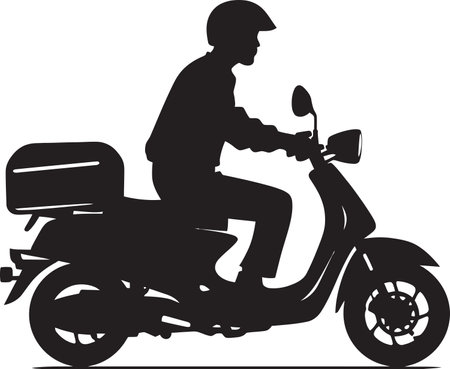 On the Go Gourmet Glide Vector Design for Swift Food Delivery on Scooter Scoot n Savor Sprinter Iconic Vector for Quickのイラスト素材