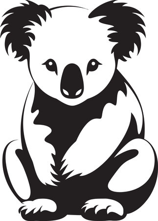 Bamboo Browsing Insignia Vector Design for Koala Conservation Fluffy Foliage Crest Koala Vector Icon for Environmental Hのイラスト素材