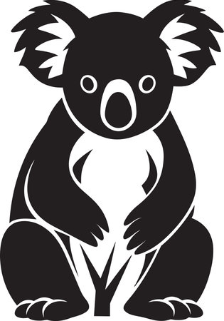 Australian Arboreal Emblem Koala Vector Icon for Nature Harmony Bamboo Browsing Badge Vector Design for Koala Preservatiのイラスト素材