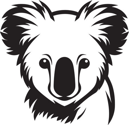 Fluffy Foliage Badge Vector Design for Koala Conservation Eucalyptus Elegance Insignia Adorable Koala Vector Icon in Styのイラスト素材