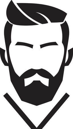 Bold Gaze Crest Confident Male Face Vector Icon for Striking Presence Striking Sophistication Insignia Bold Male Face Loのイラスト素材