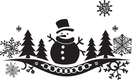 Yuletide Yarns Christmas Card Icon Tinsel Tidbits Vector Holiday Emblemのイラスト素材