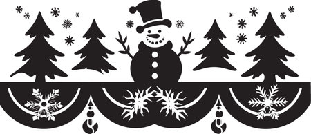 Tinsel Tidbits Vector Holiday Emblem Whispers of Winter Decorative Symphony Designのイラスト素材