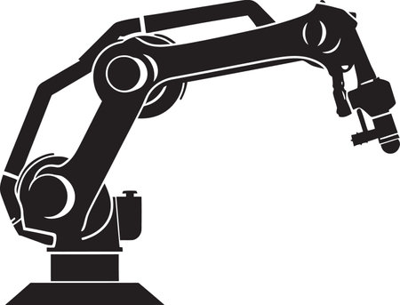 TechnoTactile Innovations Vector Emblem of Robotic Hand RoboCraft Precision Industrial Robotic Arm Symbolのイラスト素材