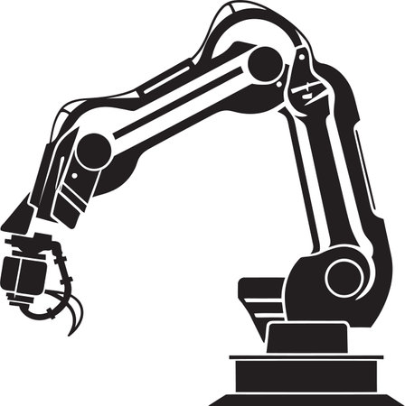 Mechanized Mastery Precision Robotics Emblem Design Cybernetic Grip Industrial Hand Vector Iconのイラスト素材