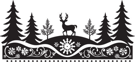 Nutmeg Nostalgia Vector Christmas Emblem Gleaming Garlands Festive Card Elementのイラスト素材