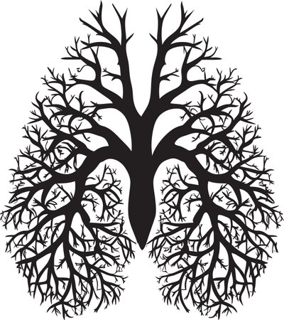 Oxygen Orchard Lungs as Tree Emblem Design BreathBlossom Branching Lungs Iconのイラスト素材