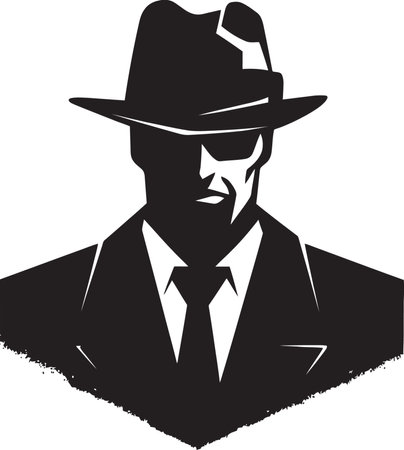Elegant Enforcer Insignia Suit and Hat Vector Symbol Mafia Monogram Suit and Hat Emblem Designのイラスト素材