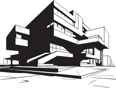 Metropolis Mastery Modern Exterior Design Icons Embellished in Stylish Black City Noir Elegance Sleek Vector Icons Depicのイラスト素材