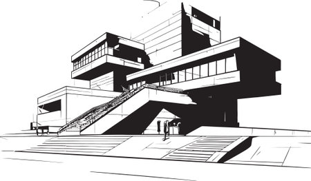 Urban Zenith Sleek Black Icon Depicting the Pinnacle of Modern Building Design Chromatic Contours Exterior Design Emblemのイラスト素材