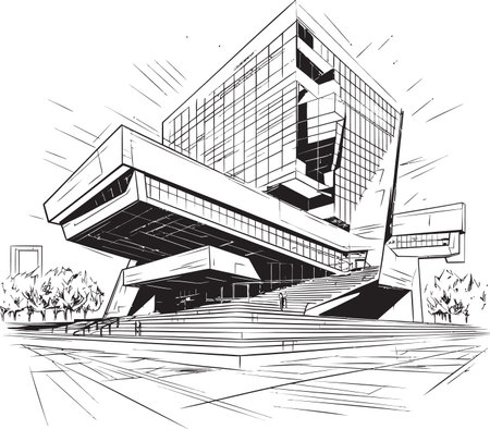 Skyline Silhouettes Iconic Vector Logos for Contemporary Exterior Architectural Brilliance Metropolis Mastery Stylish Exのイラスト素材