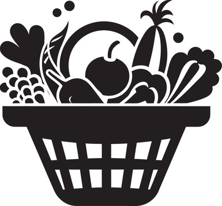 Fruitful Flourish 90 Word Vector Emblem for Nutritional Fruit Delights Healthful Halo Black Iconic Design for a Nutritioのイラスト素材