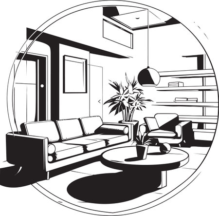 Interior Noir Sleek Black Icons in Bold Redefine the Elegance of Modern House Living Spaces Urban Comfort Zones Unveiledのイラスト素材