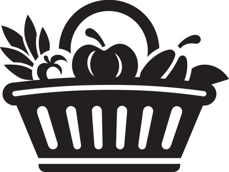 Balanced Wellness Unveiled Vector Emblems in Chic Black Showcase the Balanced Wellness Essence of Nutritional Fruits inのイラスト素材