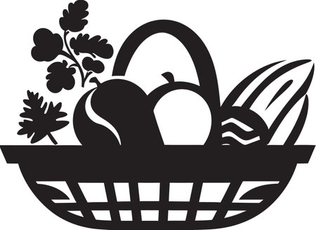 Flavorful Fusion Unveiled Chic Black Icons Showcase the Delicious Combination of Nutritional Delights Wholesome Wellnessのイラスト素材