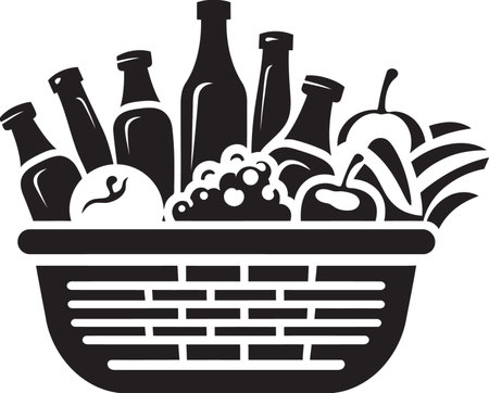 Vector Virtue 90 Word Iconic Emblem for Nutrient Rich Fruit Abundance Harvest Harmony Black Icon for a 90 Word Nutritionのイラスト素材